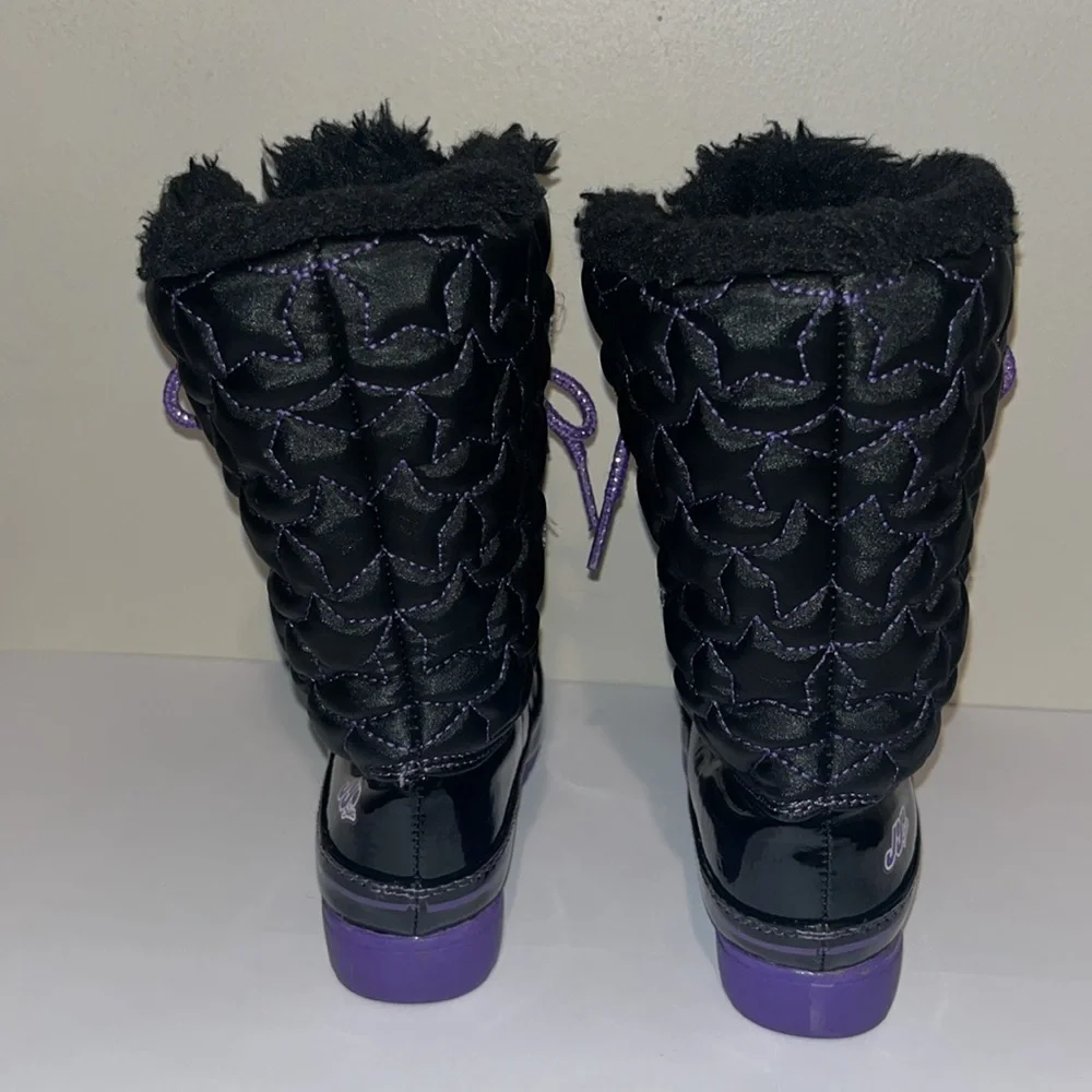 Jo Jo Siwa Black Snow Boots w/Purple Bows Toddler Girls Size 8